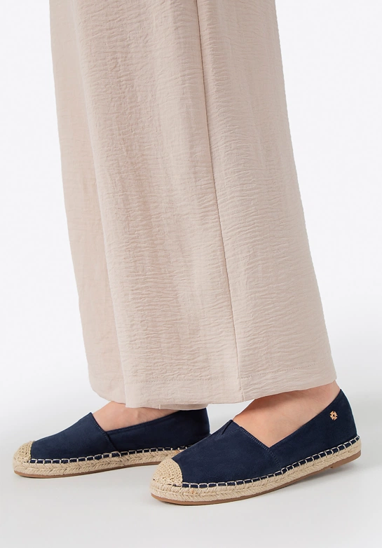 Damskie espadryle z plecionym noskiem granatowe