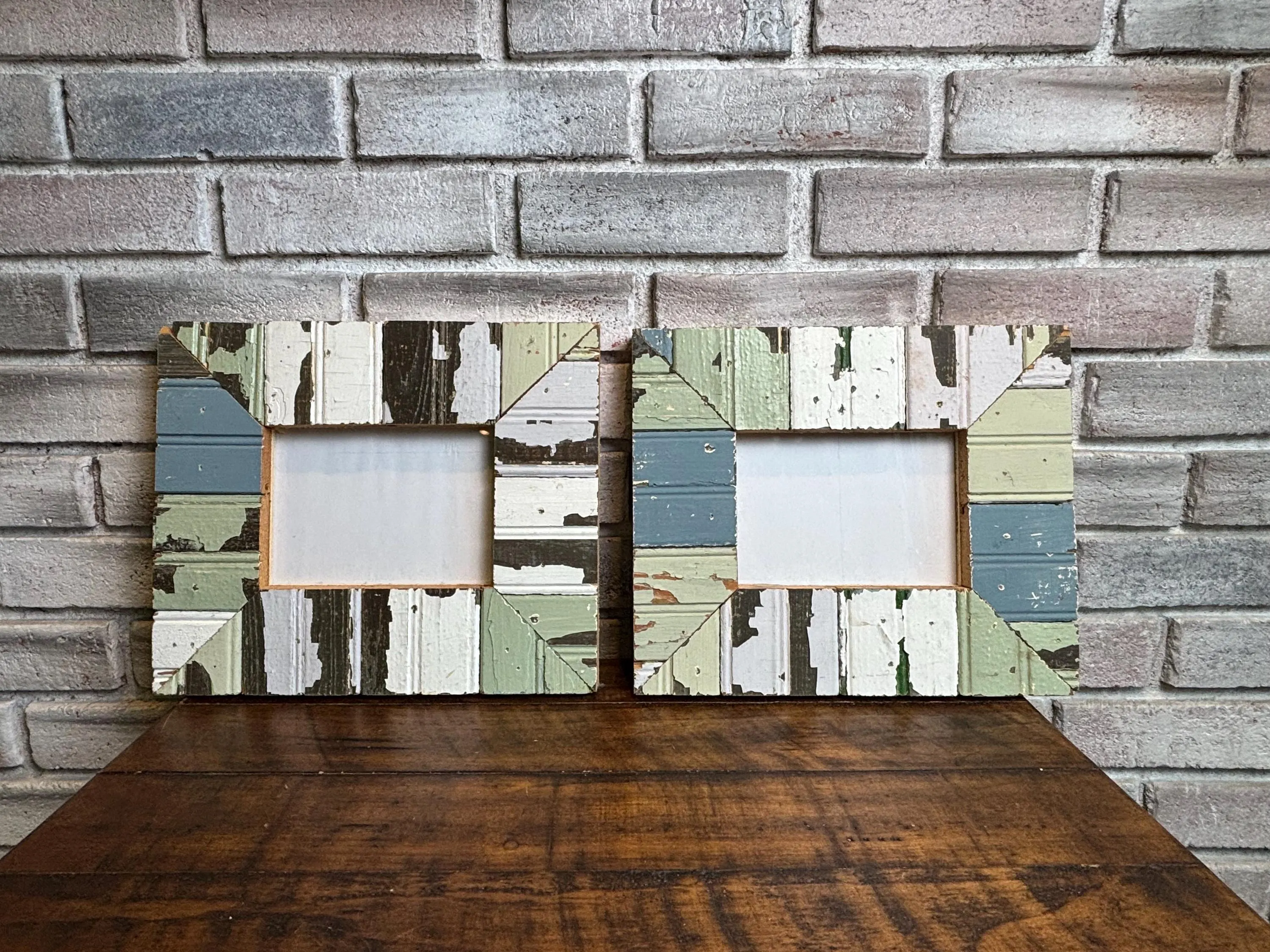Set of 2 Reclaimed Cypress Wood Picture Frames – Handcrafted Rustic 5x7 Frames