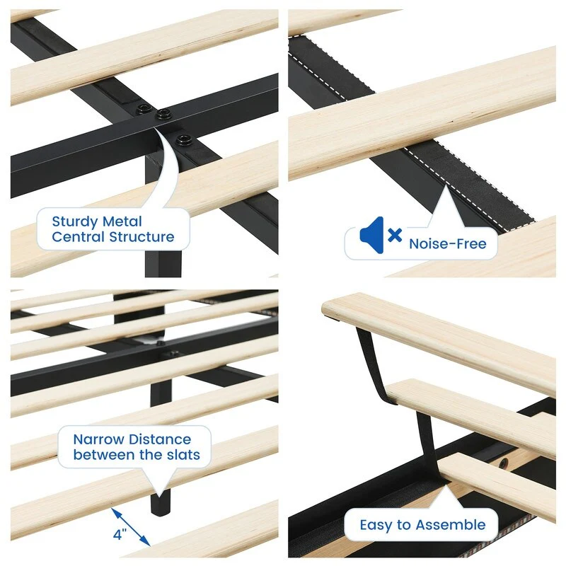 Full Size Floating Bed Frame with LED Lights