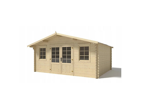 Abri de jardin en bois - 19.2m2 - 4.8x4m - Ep. 40mm - Couleur: naturel - DOM370