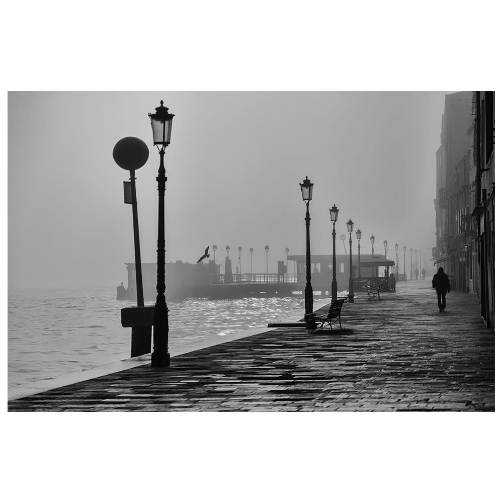 - Tableau impression sur toile lampes de rue dans la brume 60x90cm