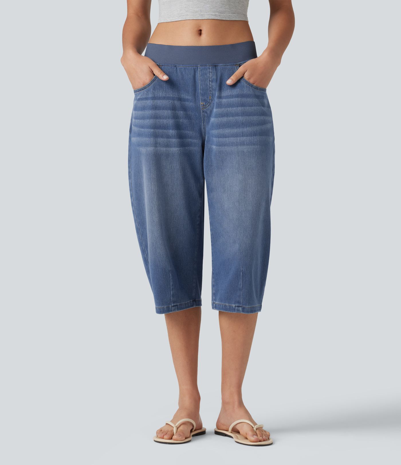 Jean capri barrel taille basse Halara Flex™ Denim avec poches
