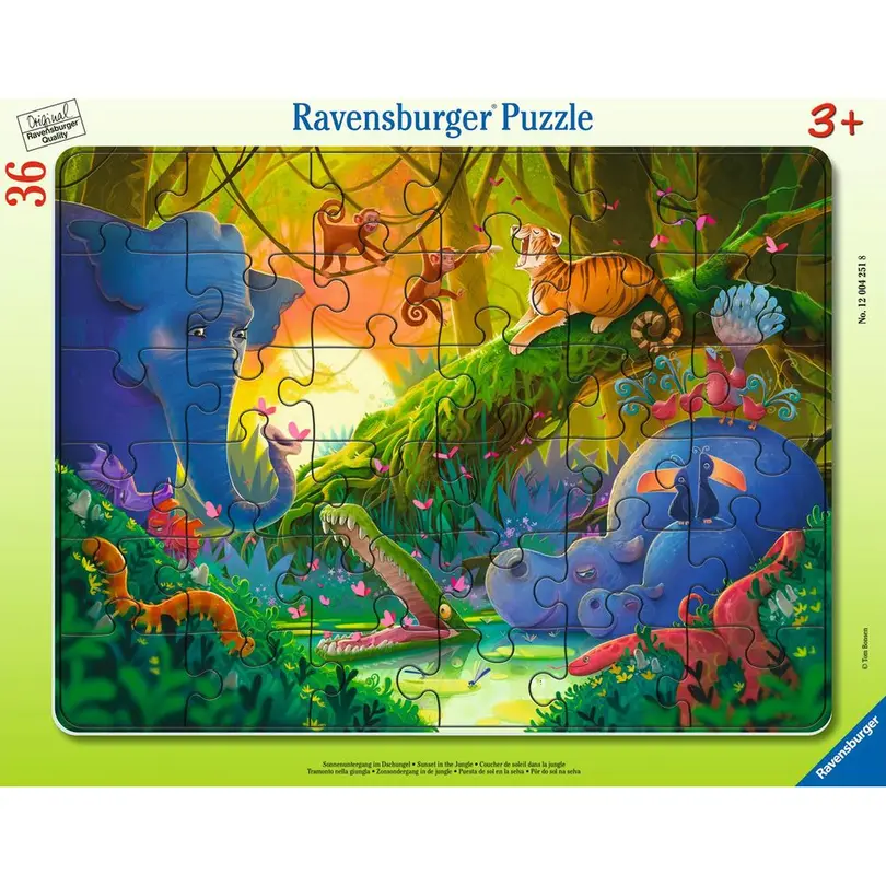 Puzzle 36-teilig Sonnenuntergang im Dschungel