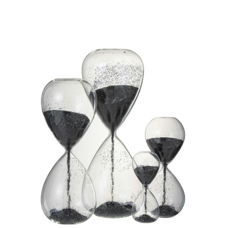 PERLES - Sablier verre noir H40cm