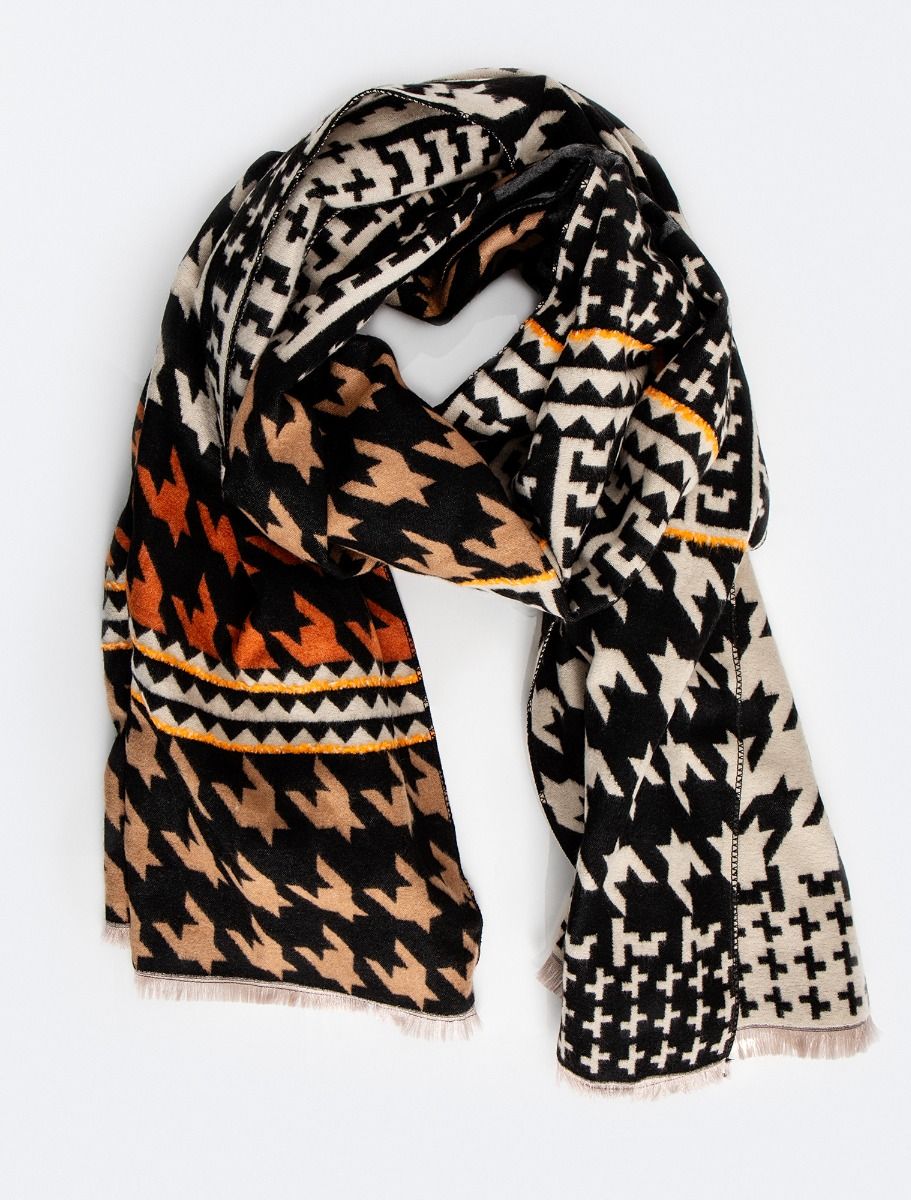 Κασκόλ με σχέδιο pied de poule