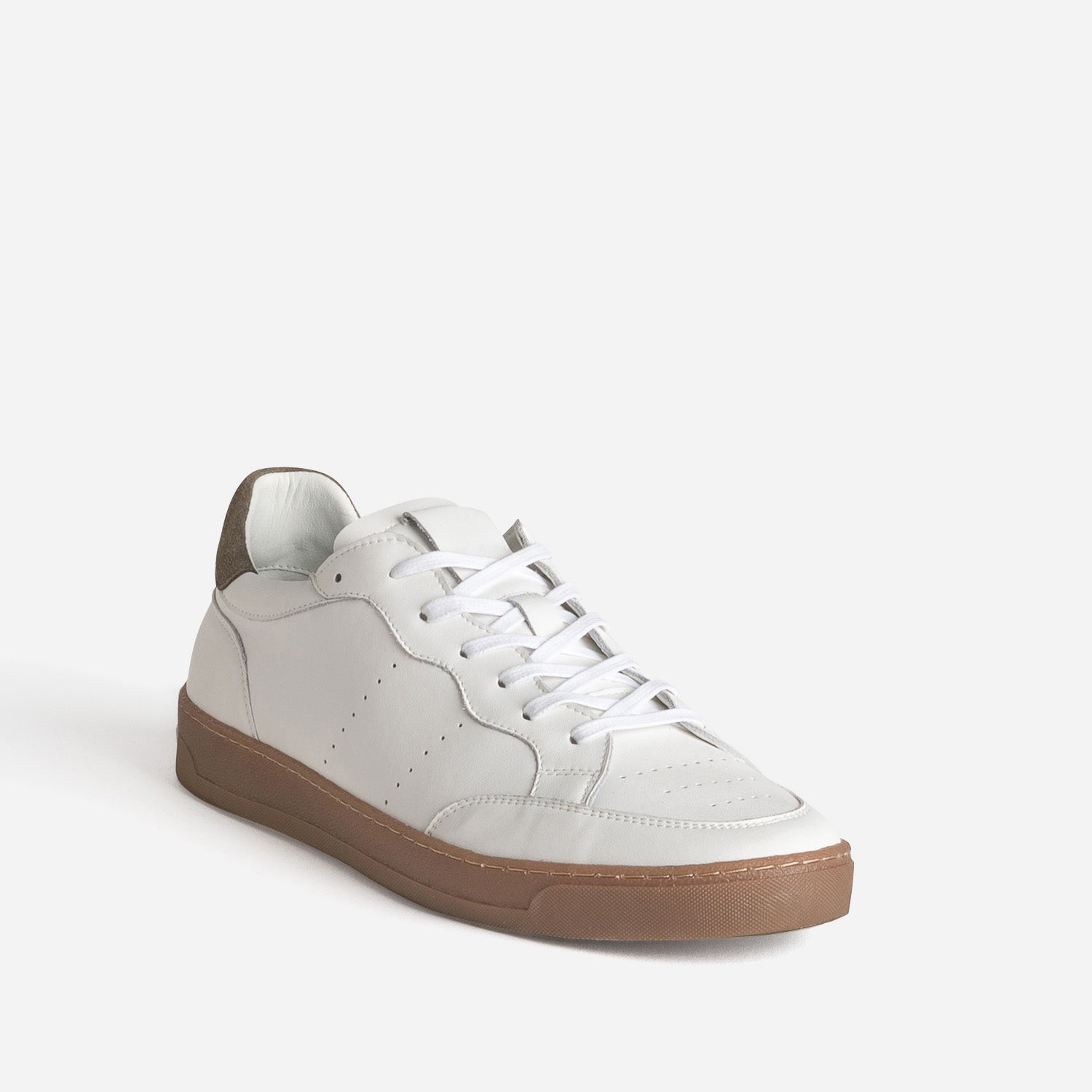 Tennis blanche cuir détail kaki