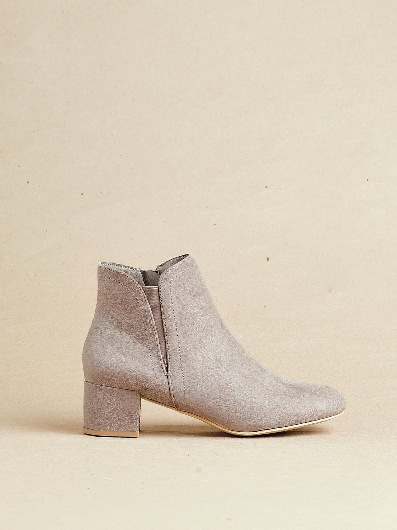 Linzi Manor Mocha Faux Suede Block Heeled Ankle Boot