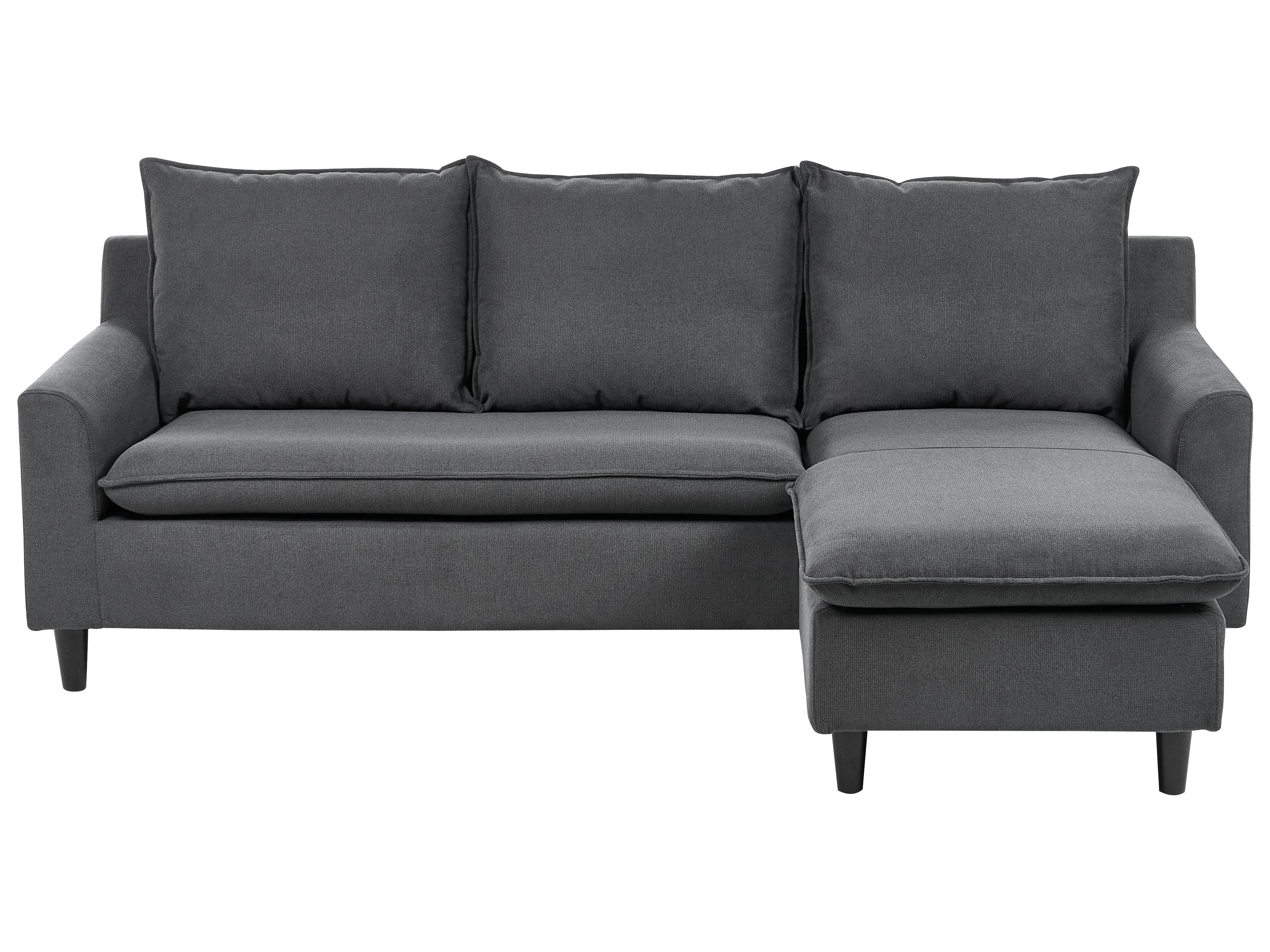 Corner Sofa 3 Seater ELVENES Fabric Dark Grey Left Hand