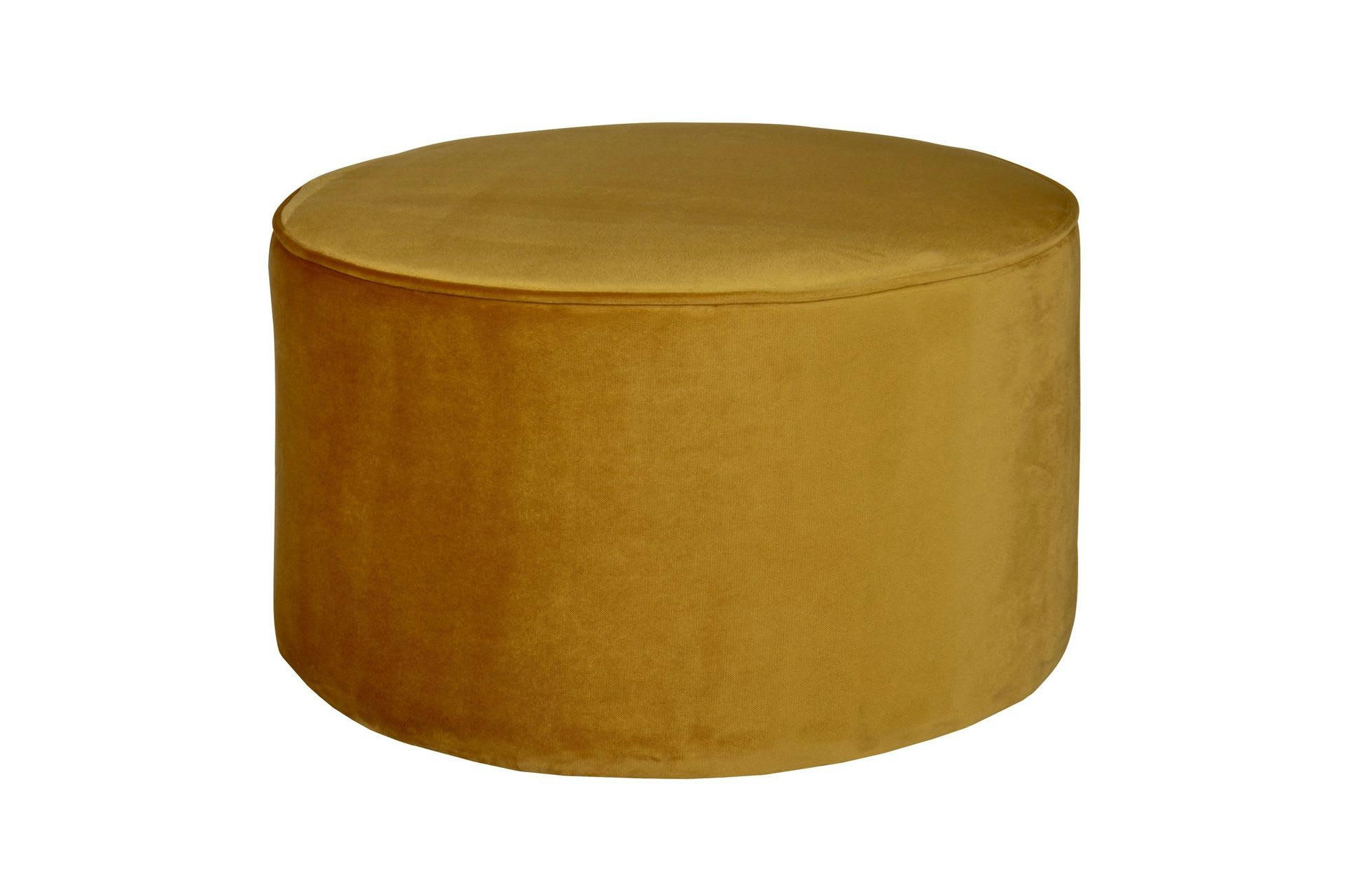 SARA - Pouf rond en velour ocre