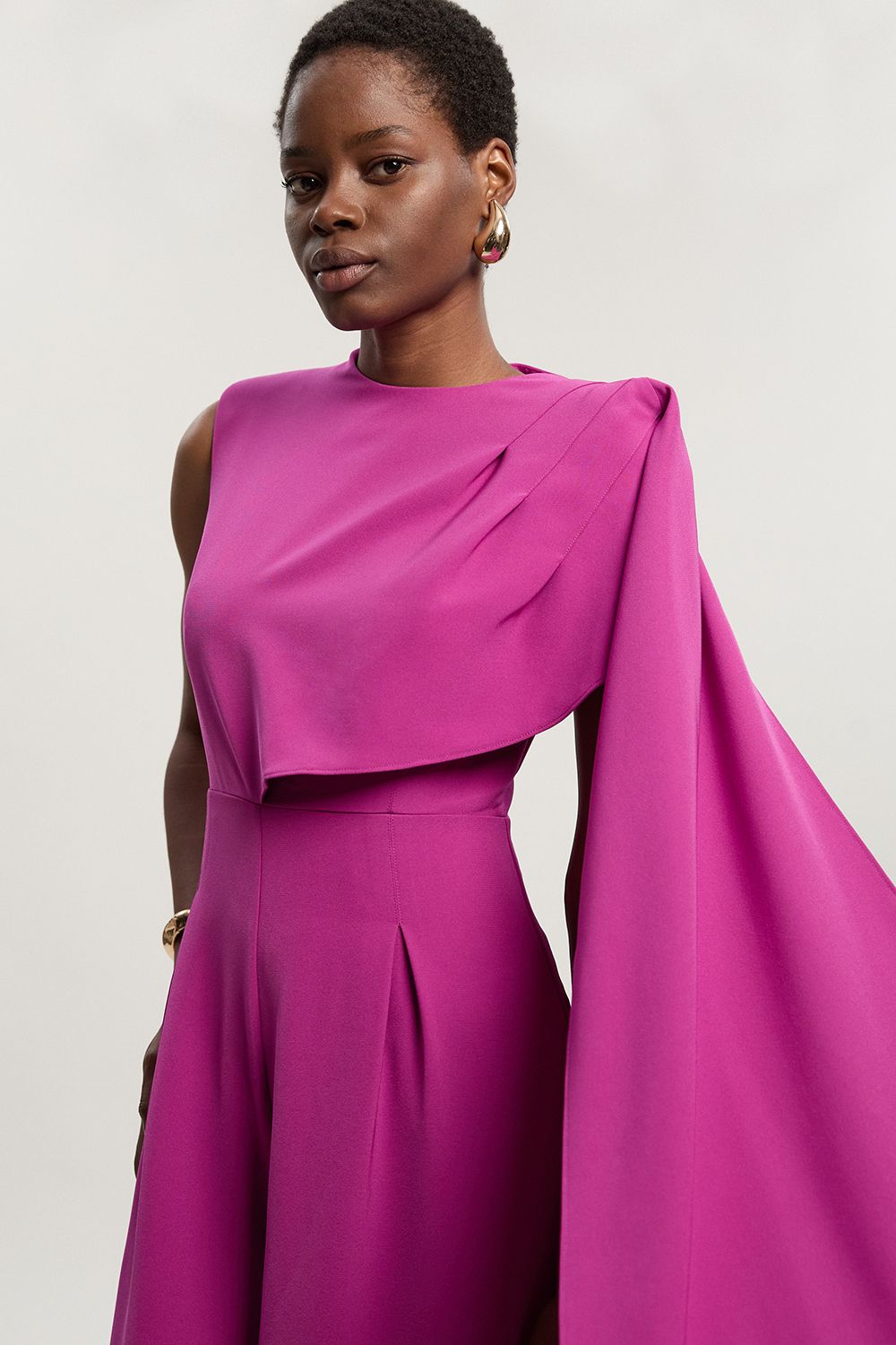 KarenMillen Tall Tailored Drape Cape Wide Leg Jumpsuit