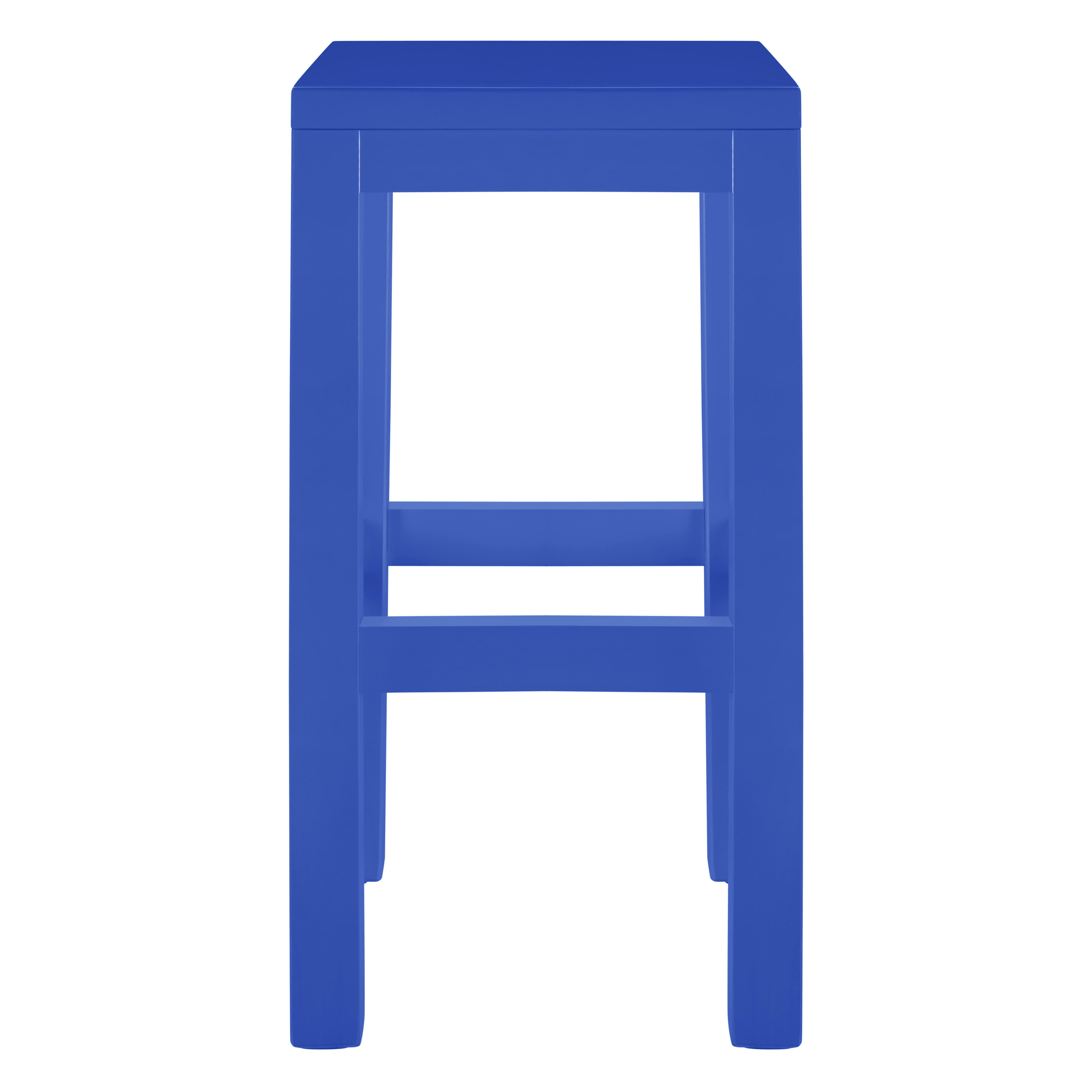 BLOCKIE-AXEL - Tabouret laqué en pin 65 cm bleu Prusse