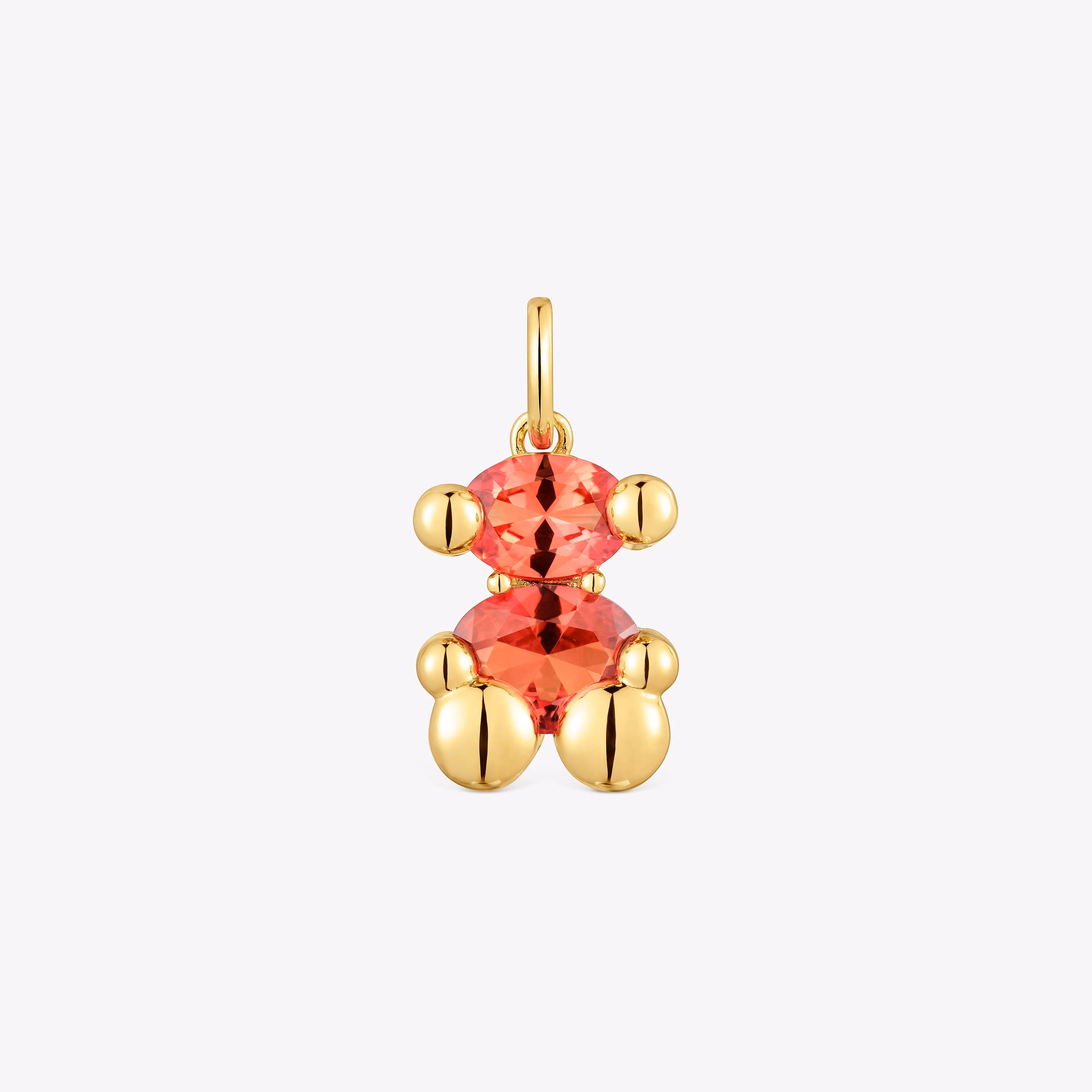 Colgante pequeño motivo oso con baño de oro 18 kt sobre plata y zafiro naranja creado en laboratorio Color Bear LGG