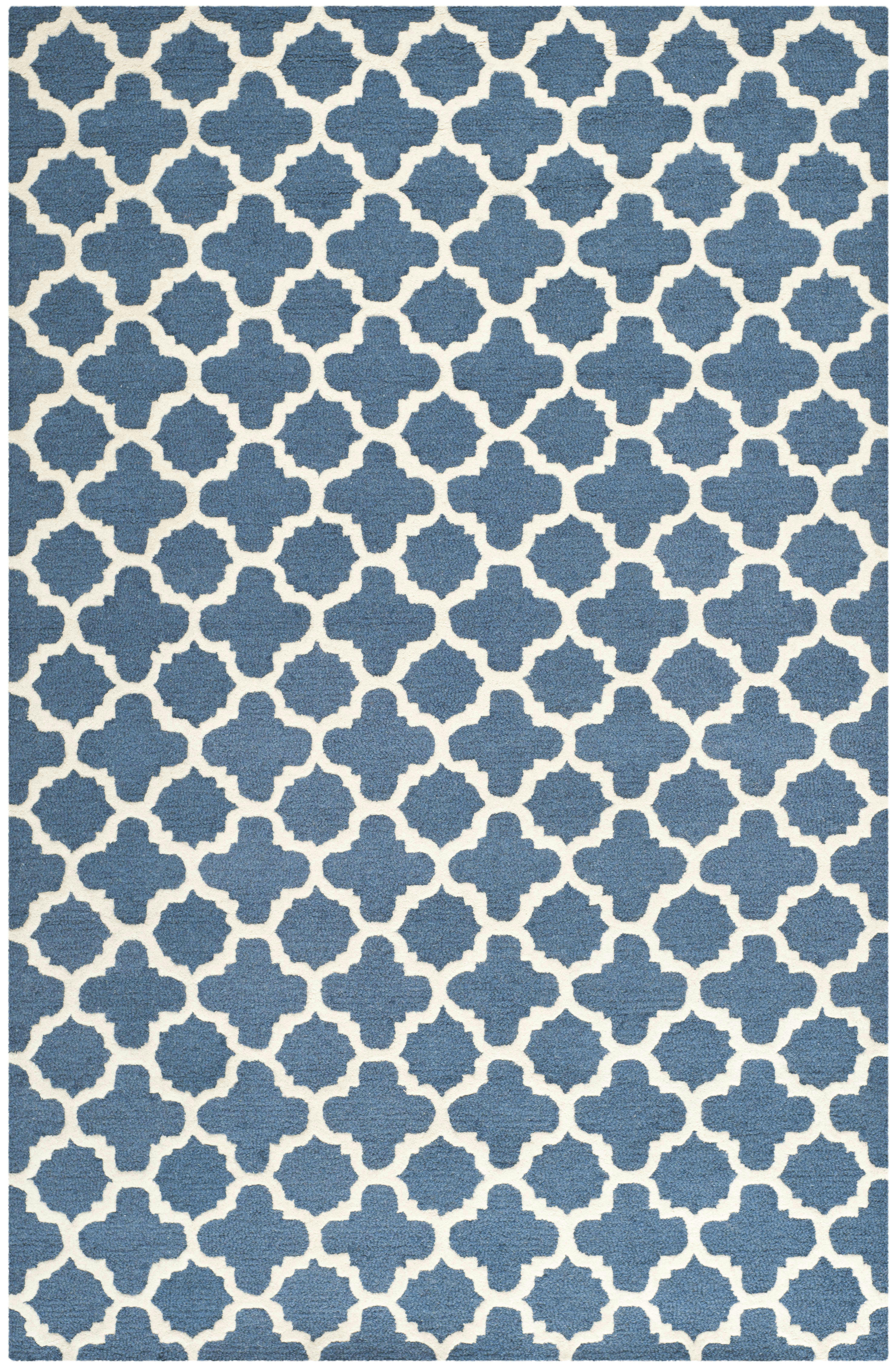 CAMBRIDGE - Tapis de salon interieur en bleu marine & ivoire, 152 x 244 cm