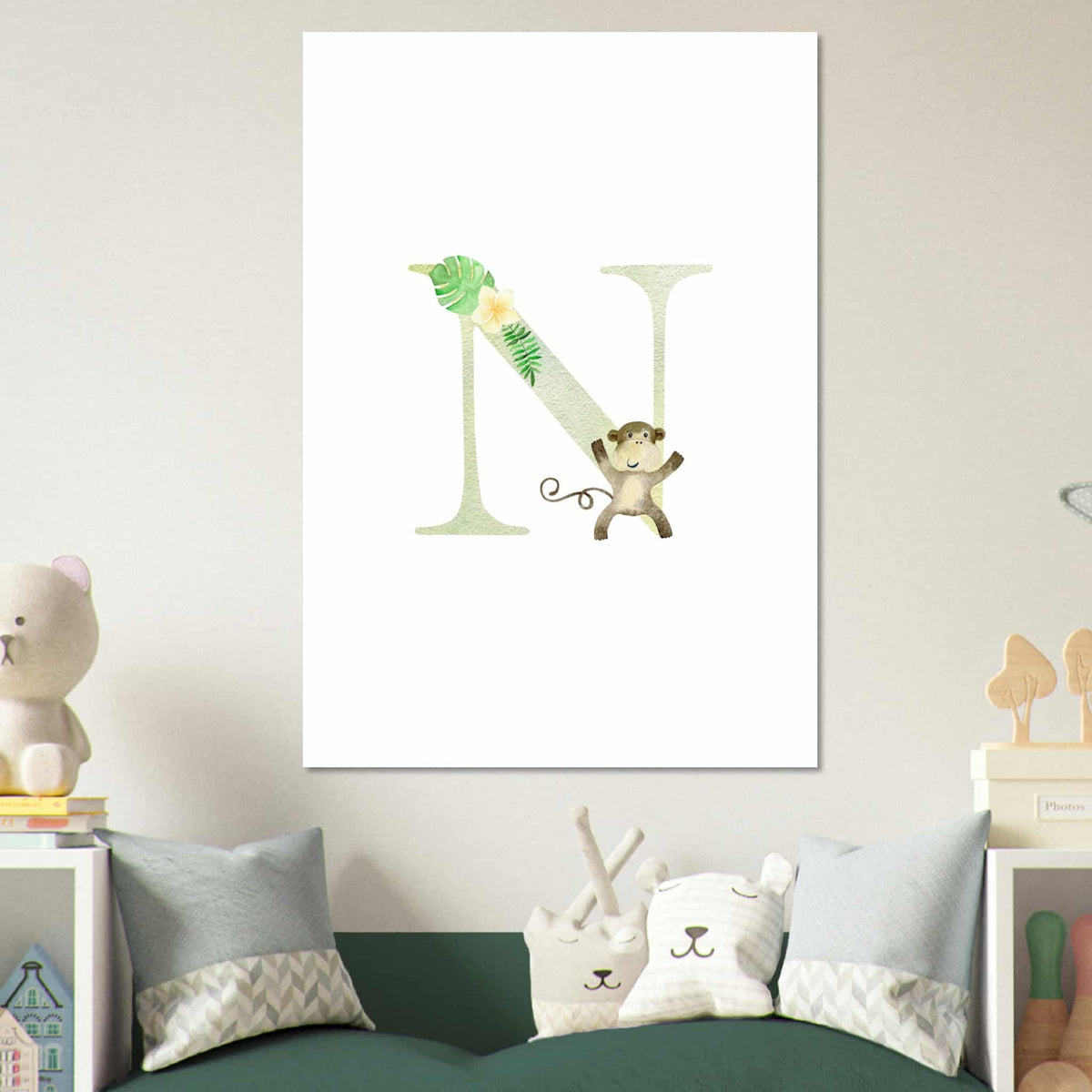 Artfulprints Poster Letter N kindernaam  - 70x100 cm - Meerkleurig