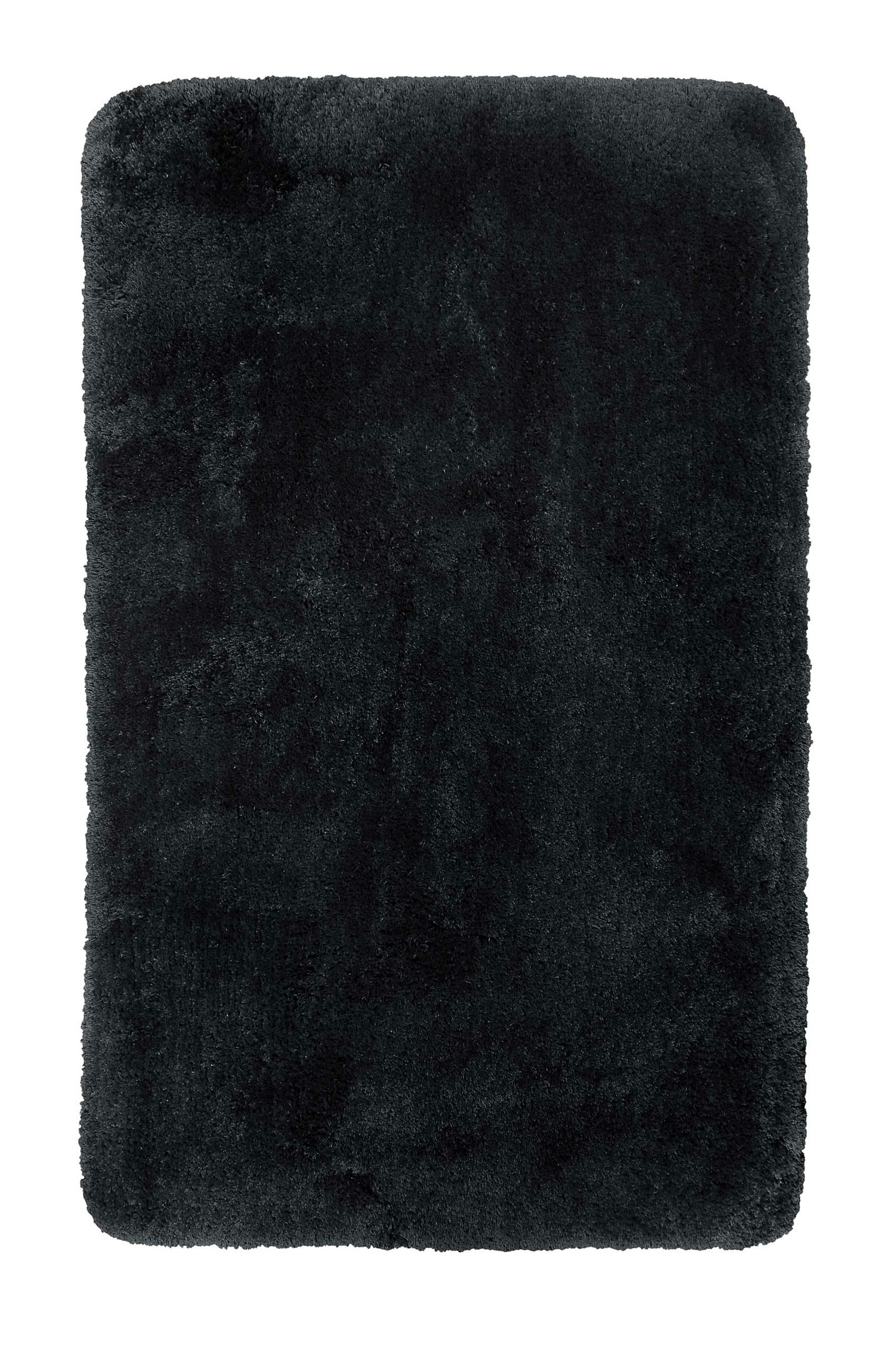PORTO AZZURRO - Tapis de bain microfibre très doux uni noir 80x150