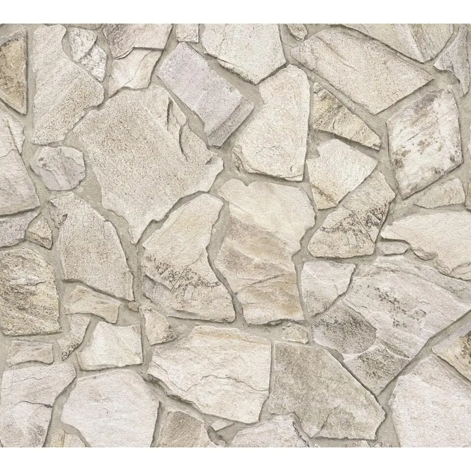 A.S. Cr&eacute;ation behang steen beige, bruin en cr&egrave;me - 53 cm x 10.05 m