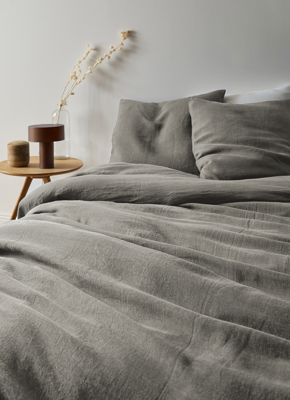 HOUSSE DE COUETTE EN LIN LAVÉ VERT DE GRIS