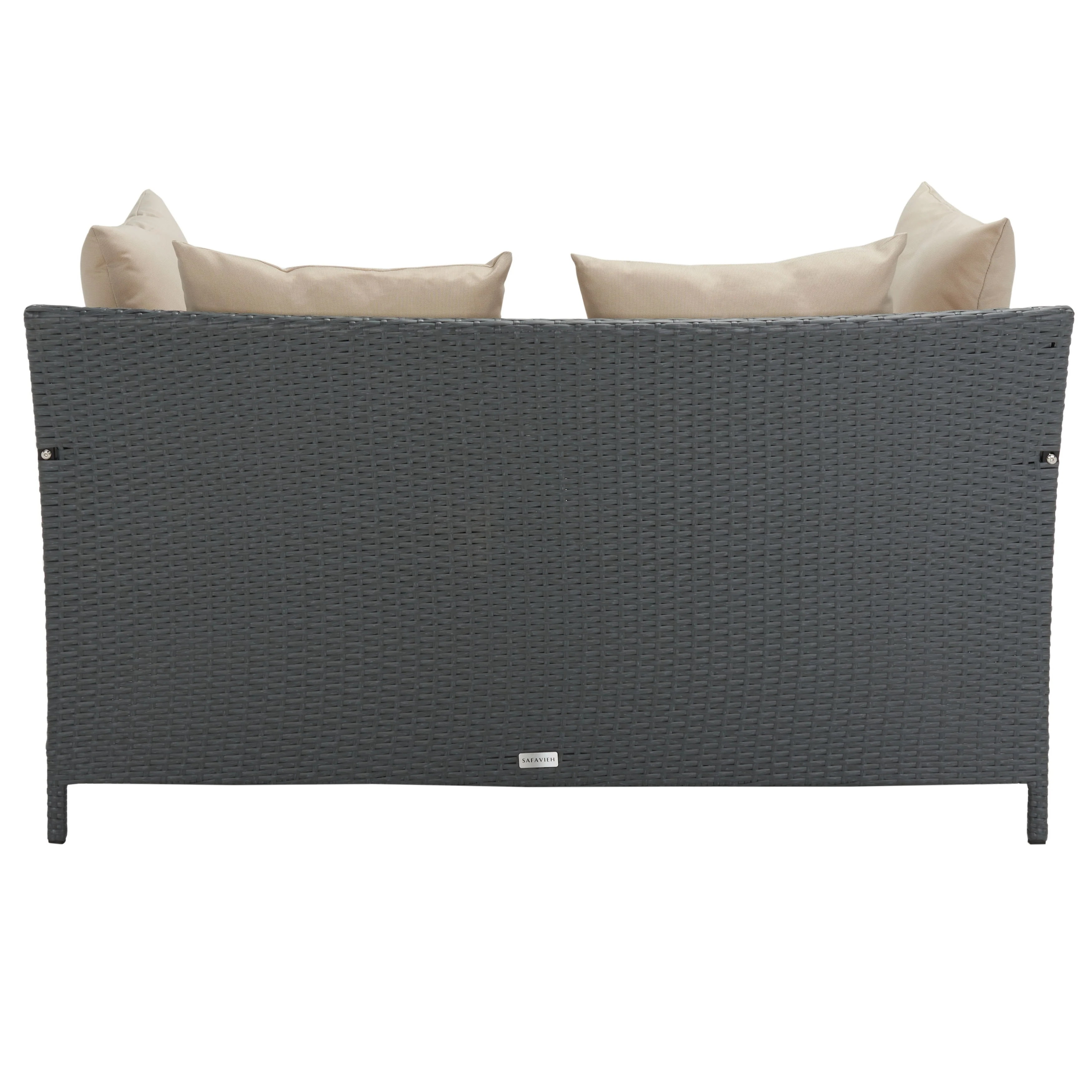 SAFAVIEH Outdoor Living August Titanium/ Sand Rattan Wicker Daybed - 53W x 63D x 28H