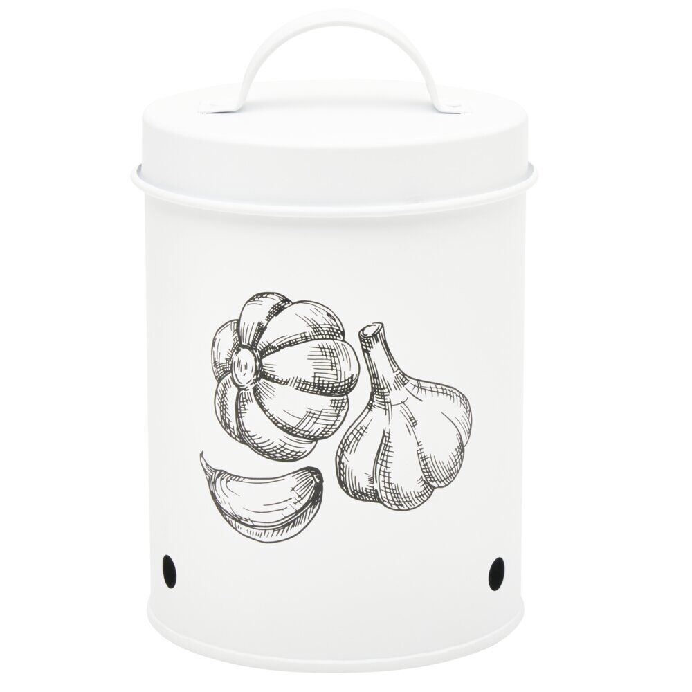 BoÎte de conservation pour ail en métal blanc
