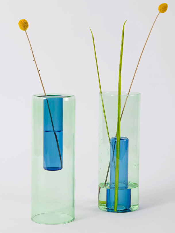 Grand vase reversible vert/bleu - block ... vert