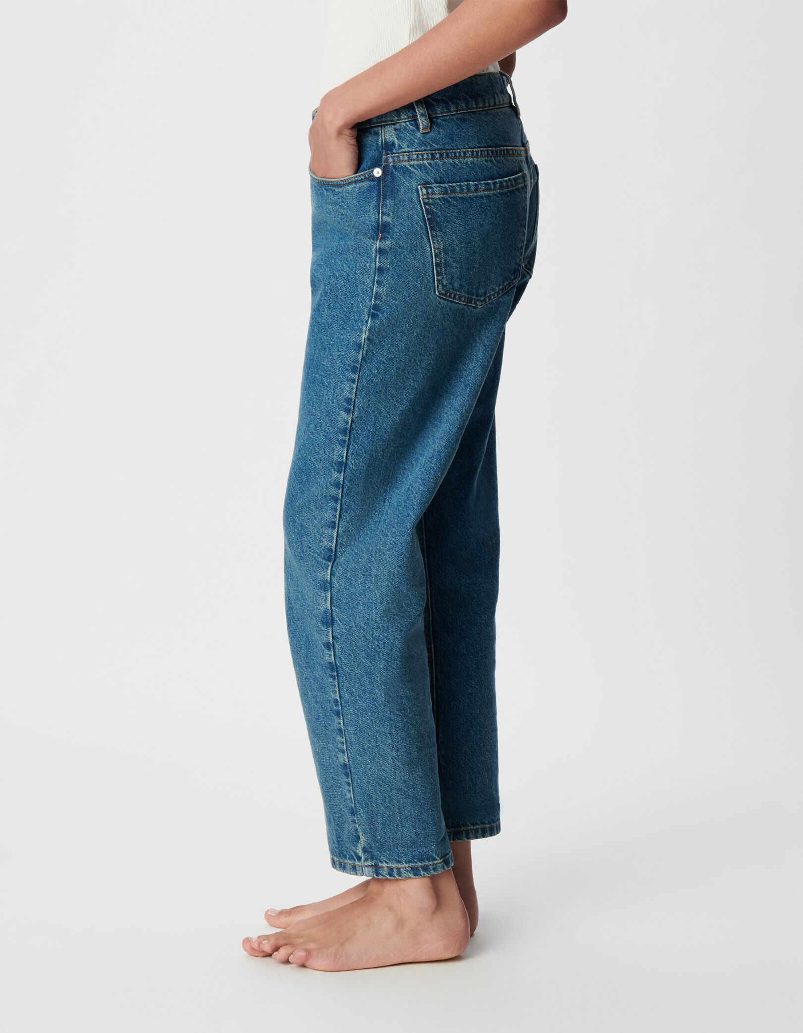 Jean boyfriend bleu longueur cropped Charlotte Femme
