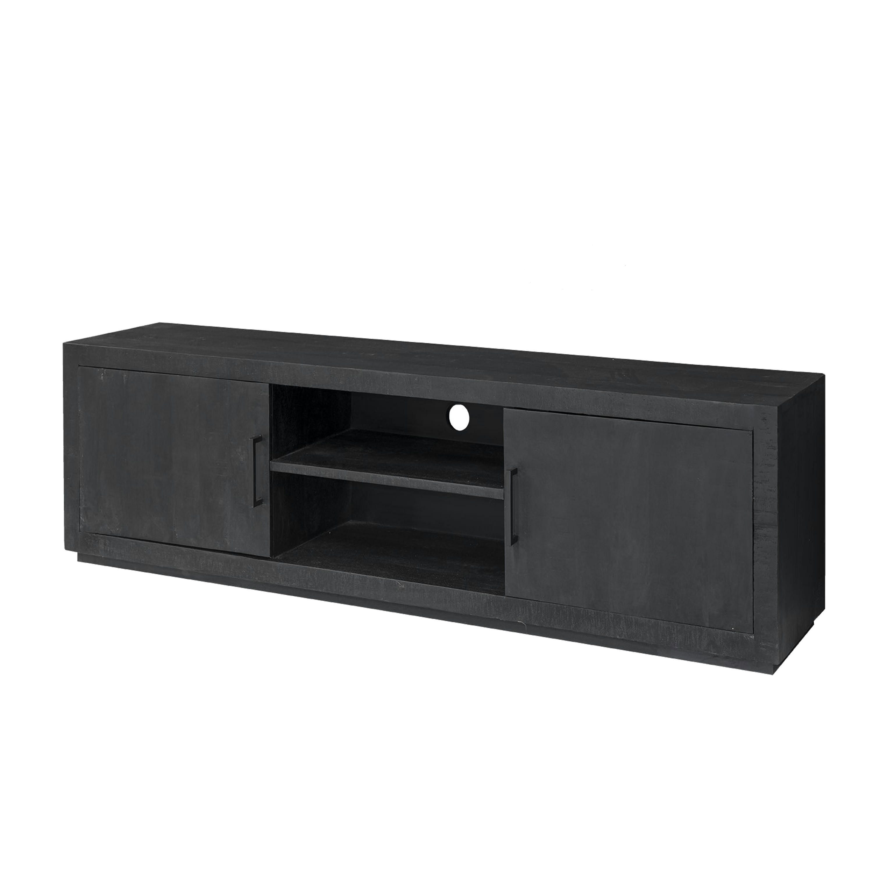 ANDUZ - ANDUZ-Meuble TV 2 portes L150cm en bois de Manguier massif noir
