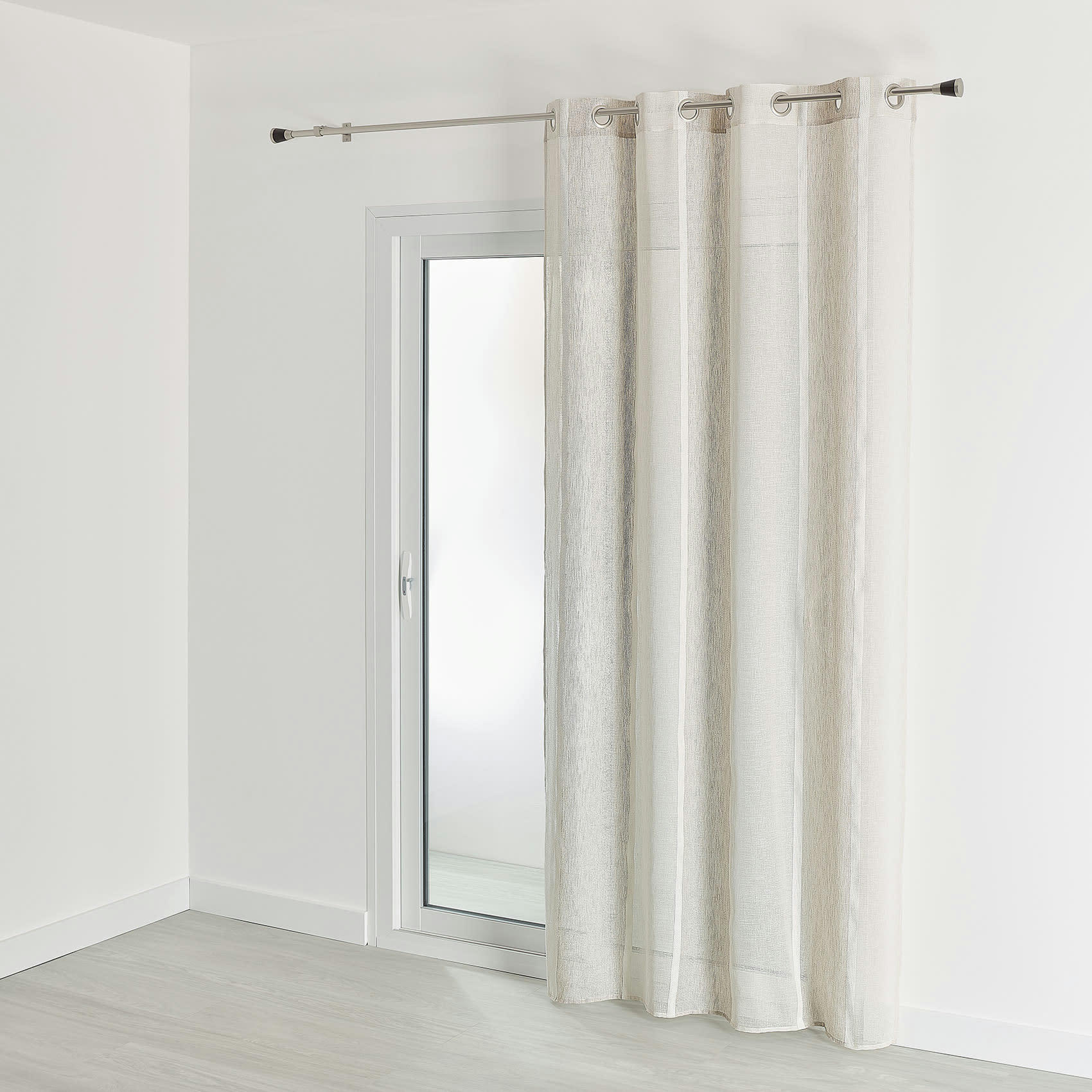 - Voilage esprit campagne polyester beige 140x260 cm