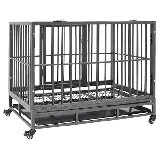 NNEVL Dog Cage with Wheels Steel 92x62x76 cm