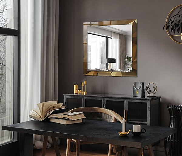 Miroir Décoratif Tulup 60x60 cm Formes Géométriques Pour Salon Avec Cadre Imprimé