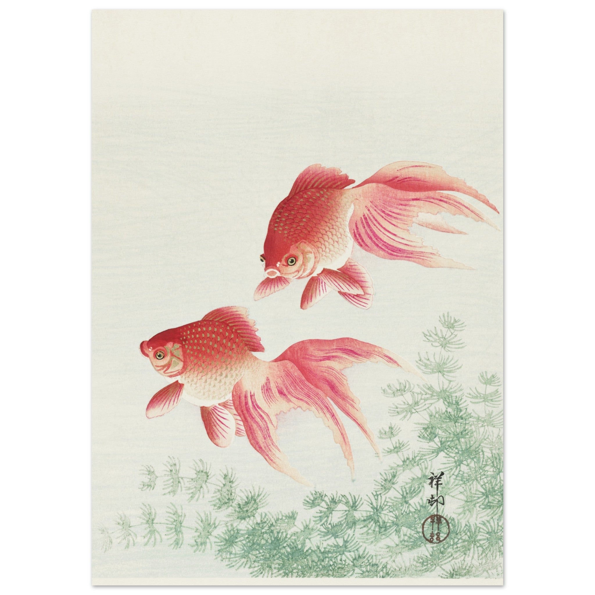 Artfulprints Poster Ohara Koson - Two veil goldfish  - 50x70 cm - Meerkleurig