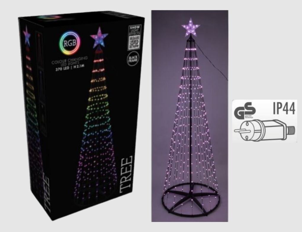 LED-Lichterbaum RGB 370 LEDs multicolor 210cm mit Fernbedienung