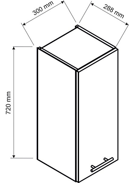 Meuble haut de cuisine coloris blanc avec 1 porte - longueur 30 x profondeur 28 x hauteur 72 cm
