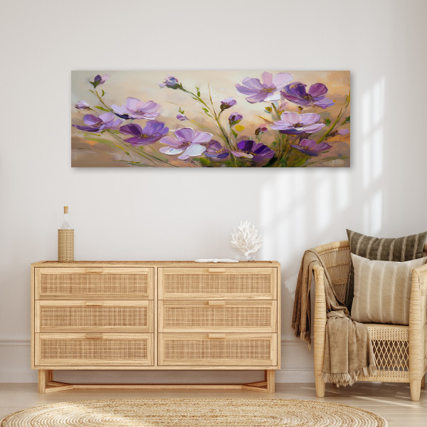 Feeby Obraz na płótnie, Kwiaty Fioletowe Rośliny Natura 90x30