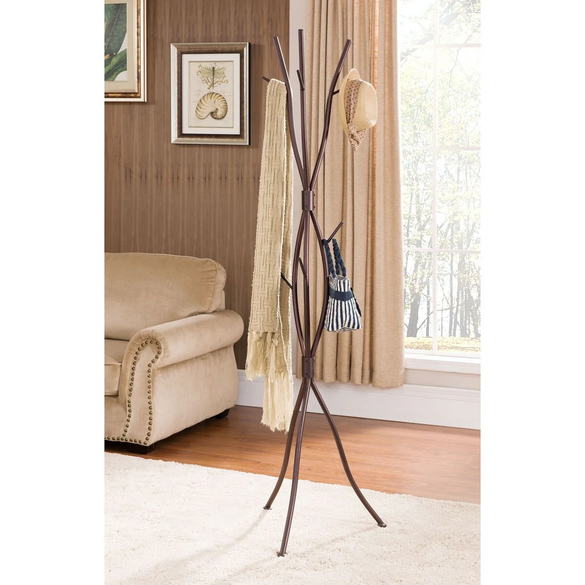 Pilaster Designs Byron Entryway Twiggy Coat & Hat Rack Stand, Bronze - 20.5Wx20.5Dx70H