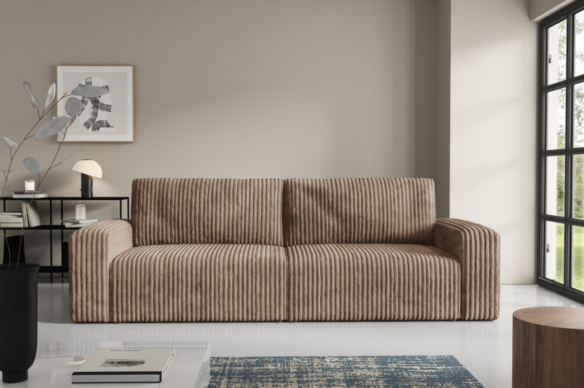 Sofa FANO z bokami funkcja spania sztruks Kolor: TILIA 17