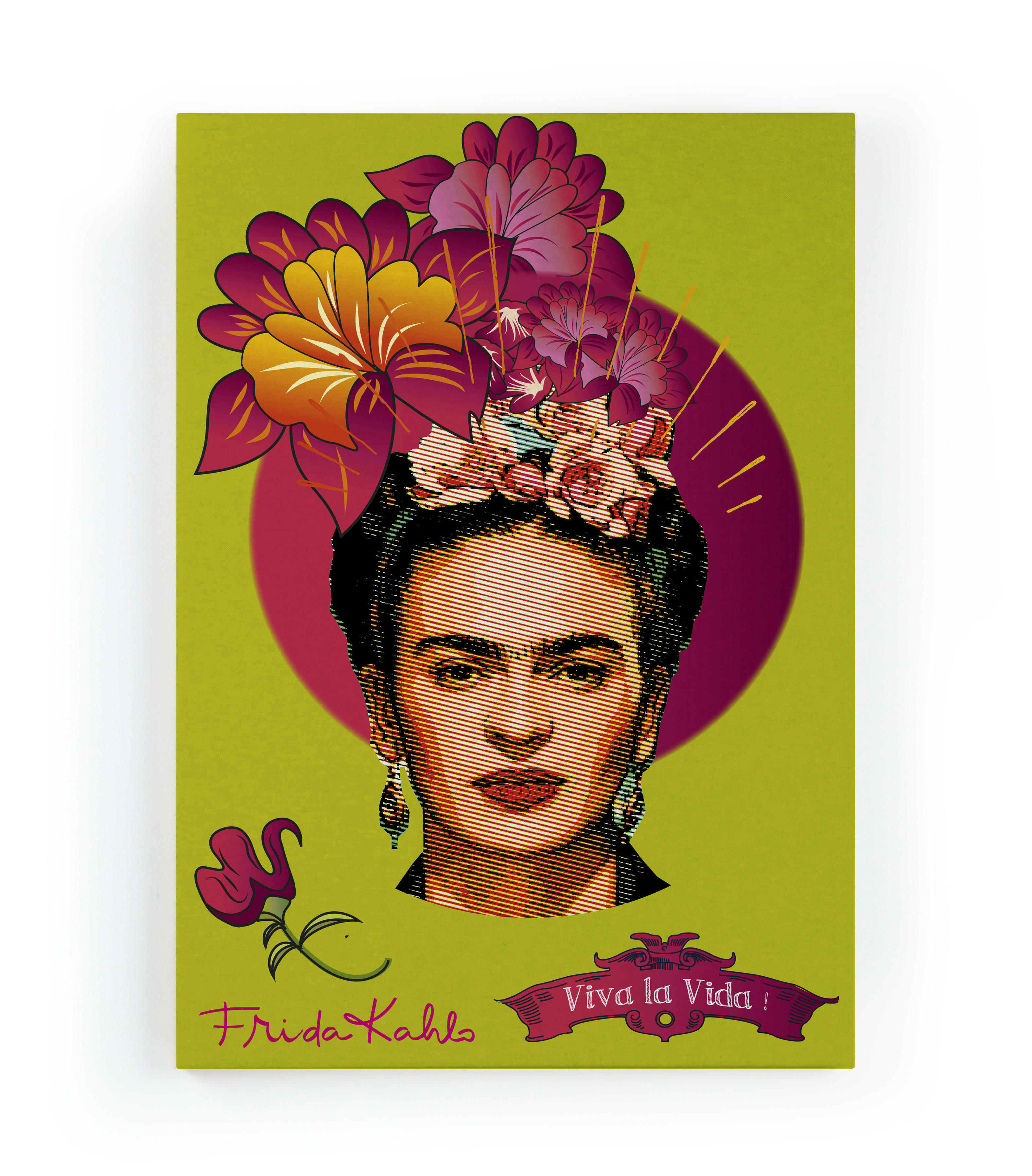 FRIDA GREEN - Peinture sur toile 60x40 imprimé HD Frida Vert