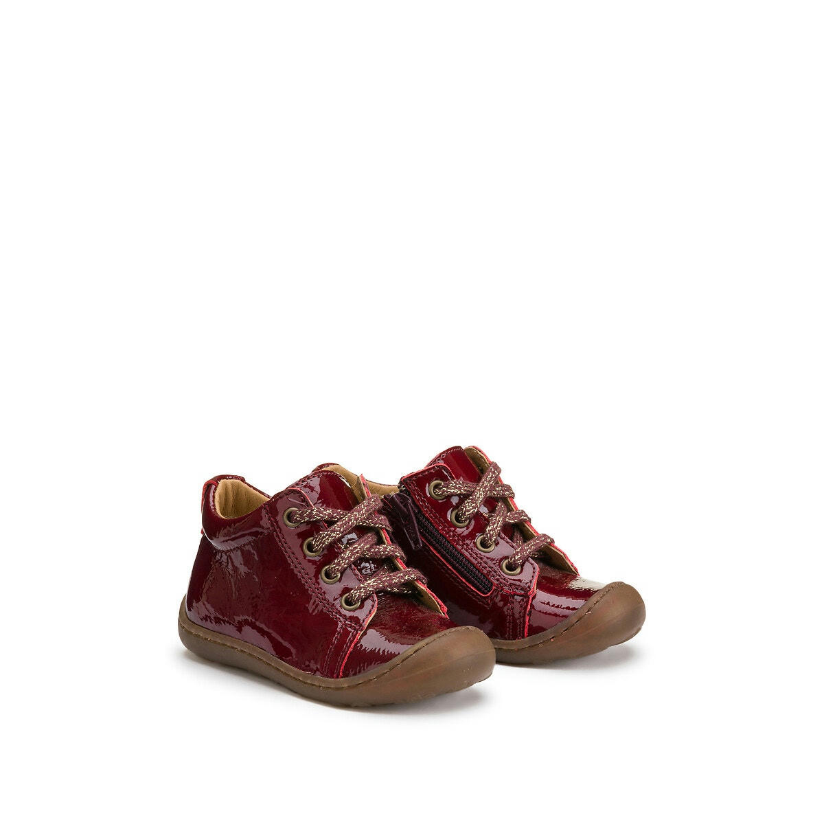 Chaussures souples en cuir vernis premiers pas
