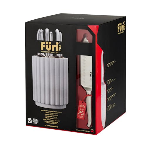 Furi Pro Radial 7pc Knife Block Set Snow Terrazzo 7 Piece