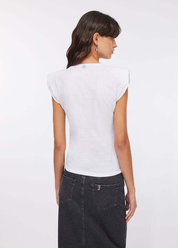 Top in cotone con strass