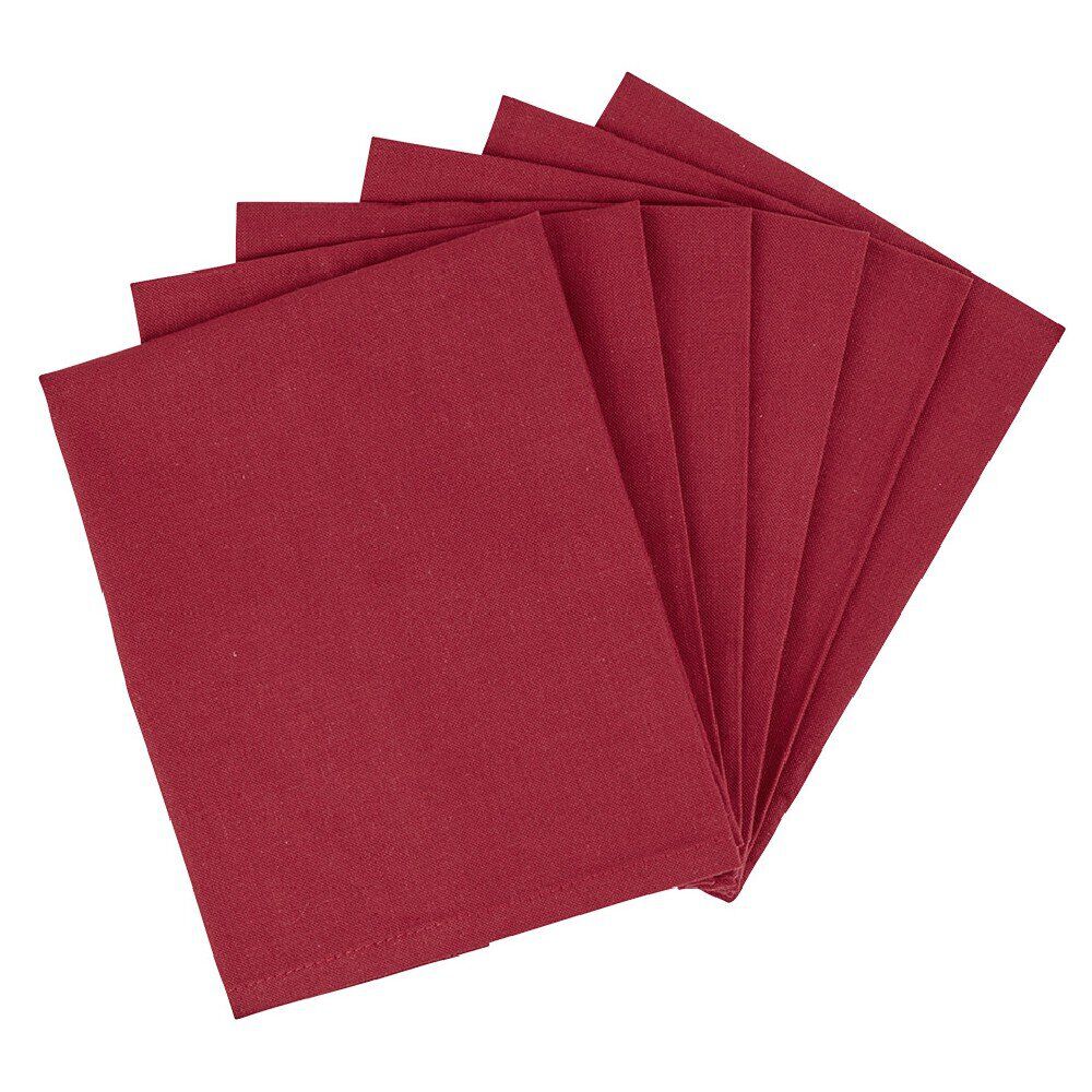 Serviette en coton uni Rouge x6