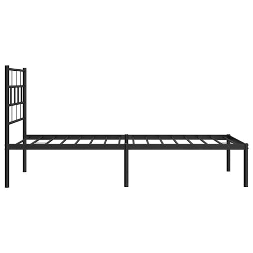 NNEVL Metal Bed Frame with Headboard Black 107x203 cm