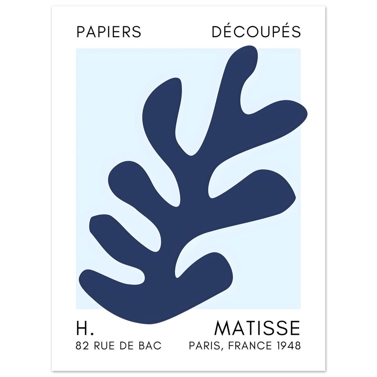 Artfulprints Poster Matisse – Ocean petals navy blue I  - 30x40 cm - Blauw