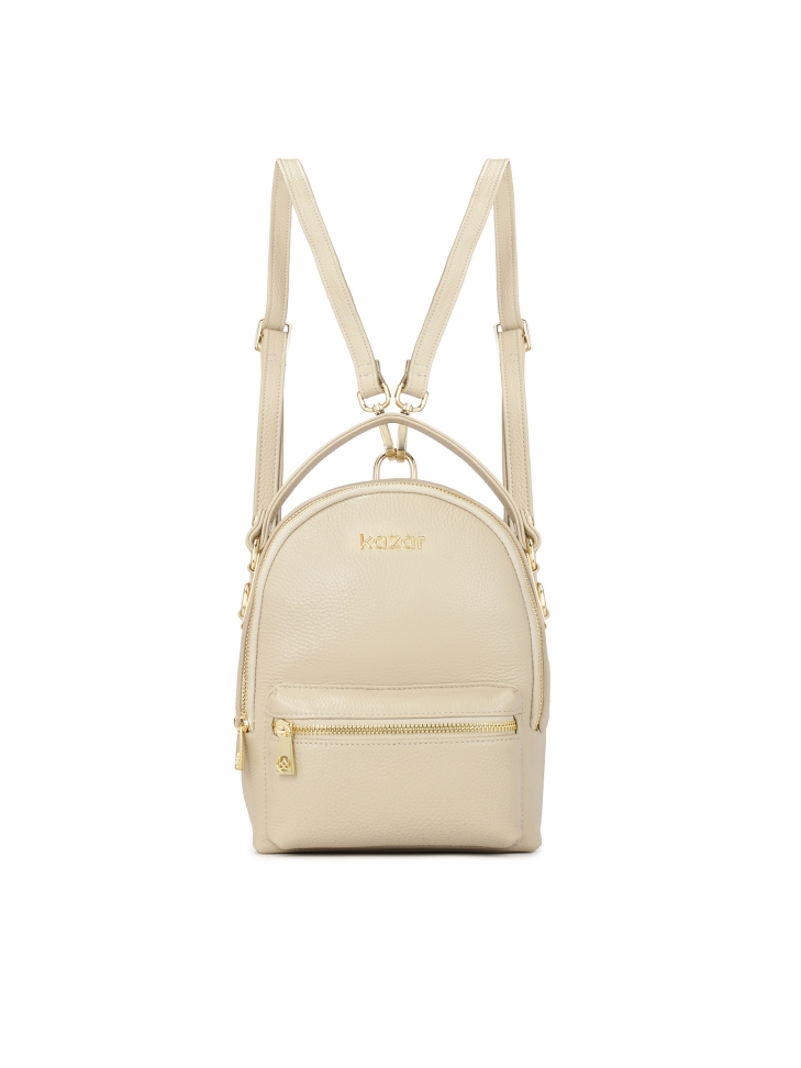 Light grey leather handbag-backpack