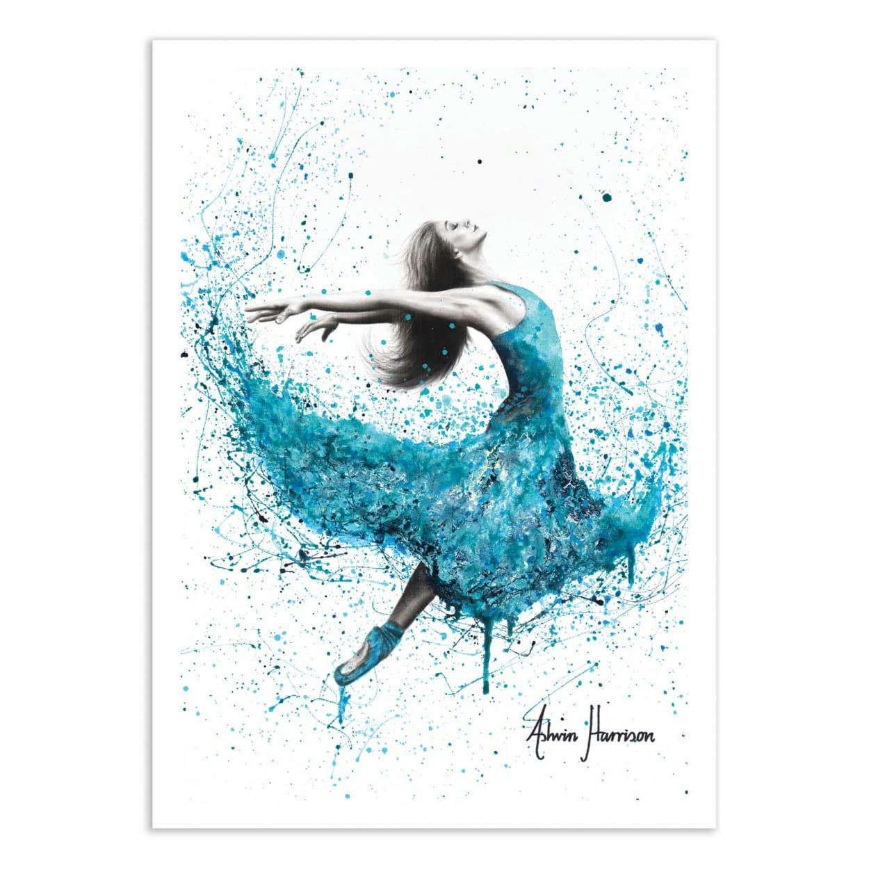 ASHVIN HARRISON - TURQUOISE RAIN DANCER - ASHVIN HARRISON - Affiche d'art 50 x 70 cm