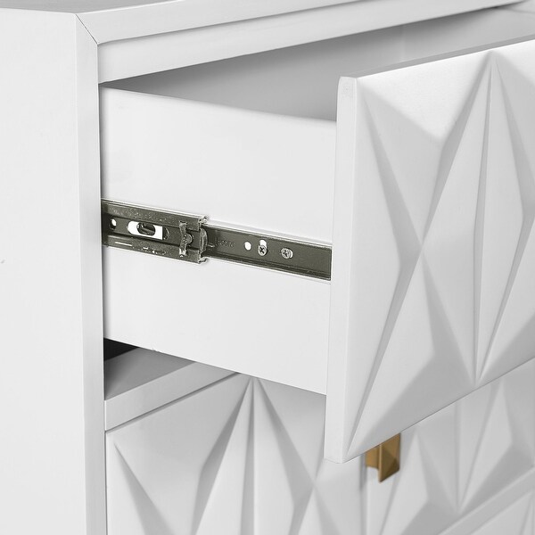 27" White Geometric Patterned Two Drawer Nightstand