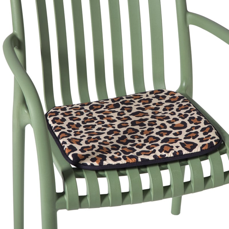 Tuinstoel kussen - luipaardprint - 38x41 cm
