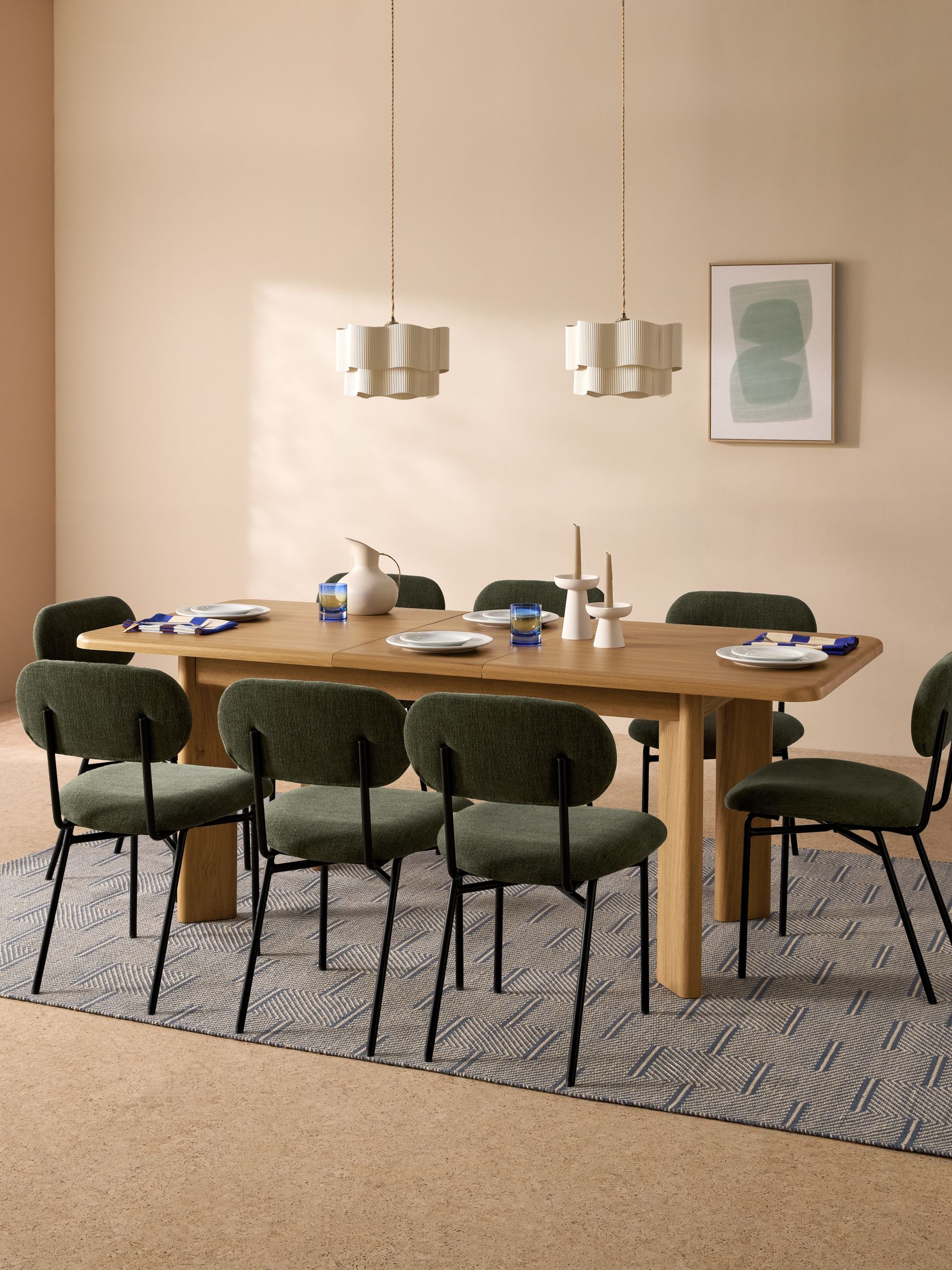 Zeke 6 to 8 Seater Extending Rectangular Seater Dining Table in Oak Effect