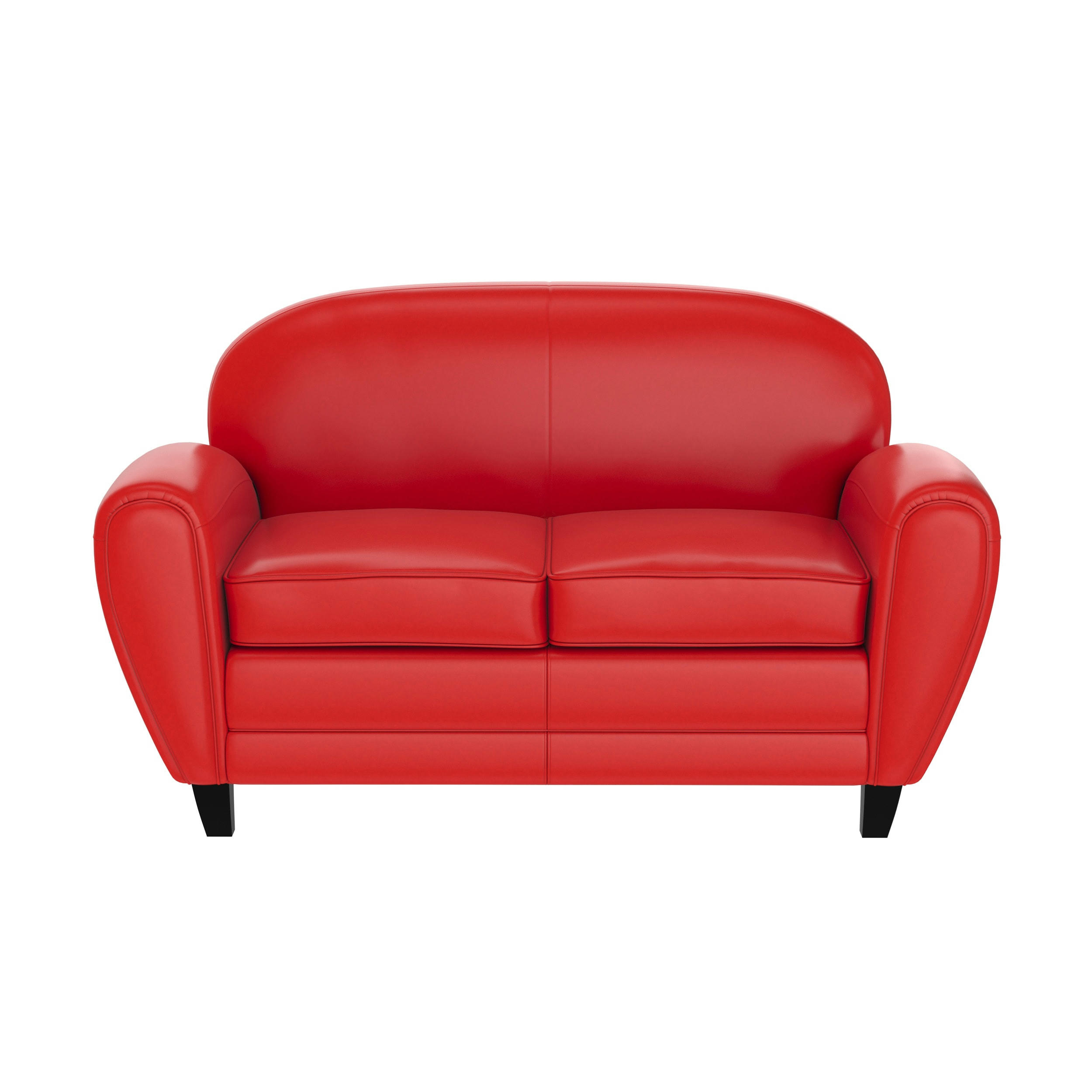 CLUB - Canapé 2 places rouge en croute de cuir enduite