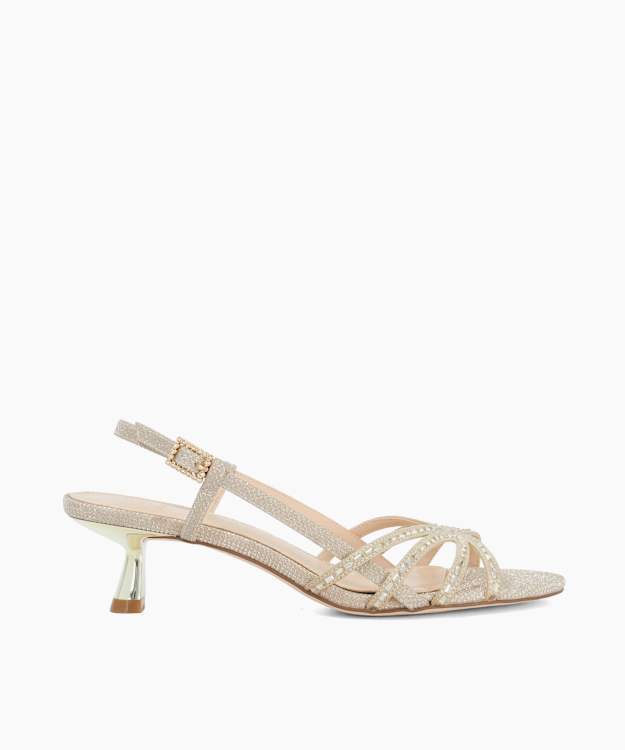 Magix Gold - Strappy Open-Toe Low Heeled Sandals