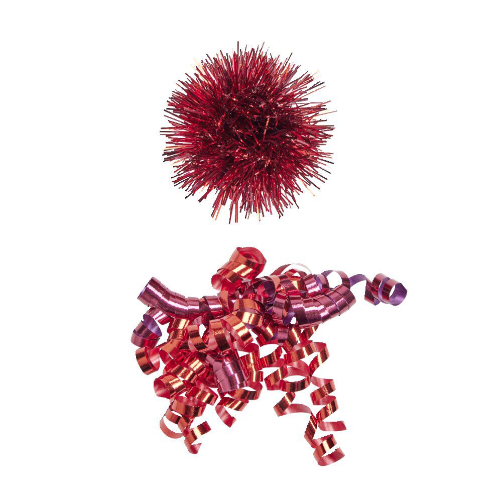 Noeud cadeau avec pompons et frisettes H15cm (5 modèles)